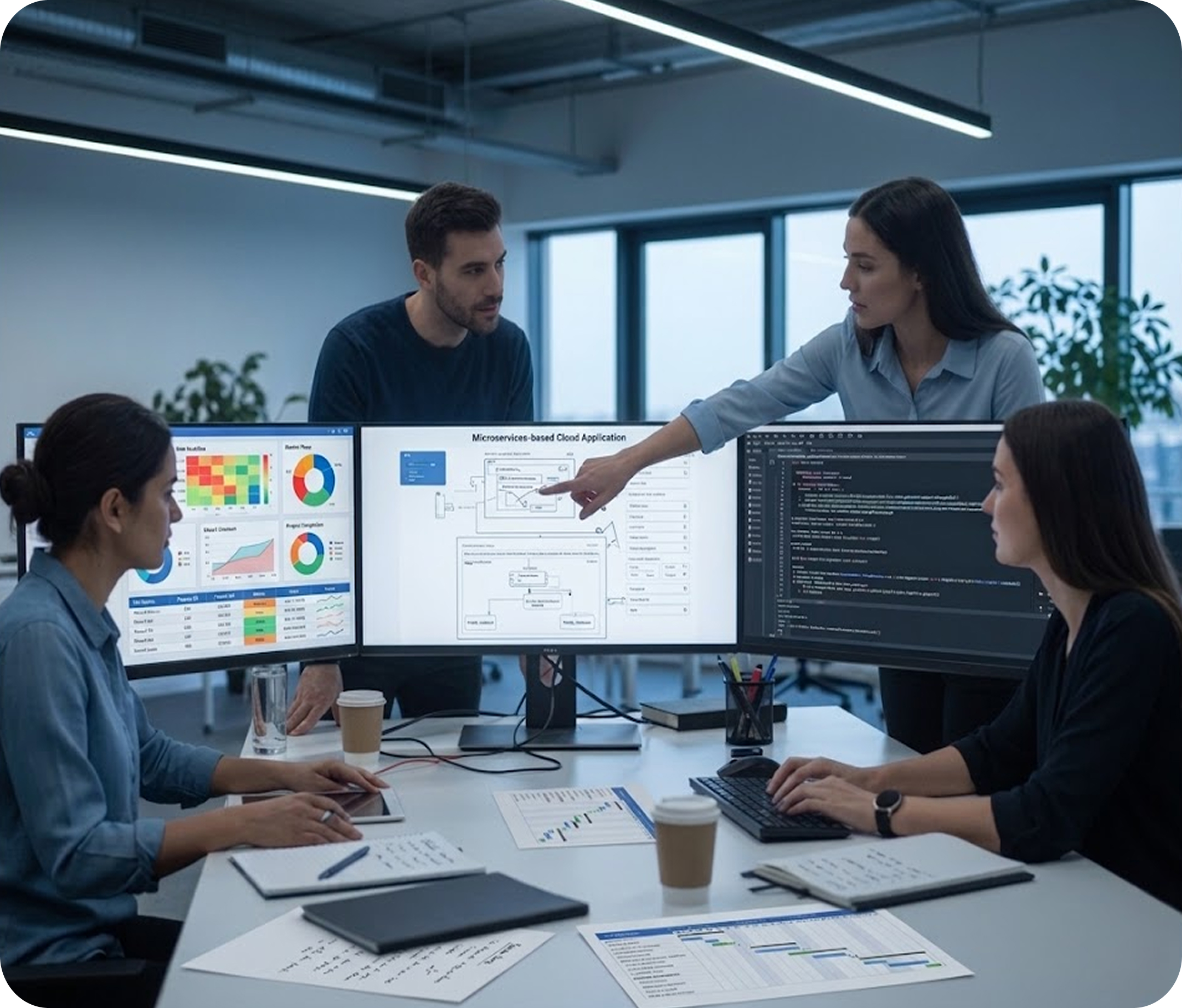 Product development team collaborating